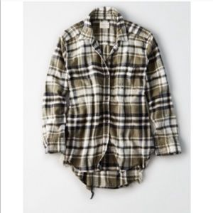 American Eagle Distressed Oversized Fit Flannel